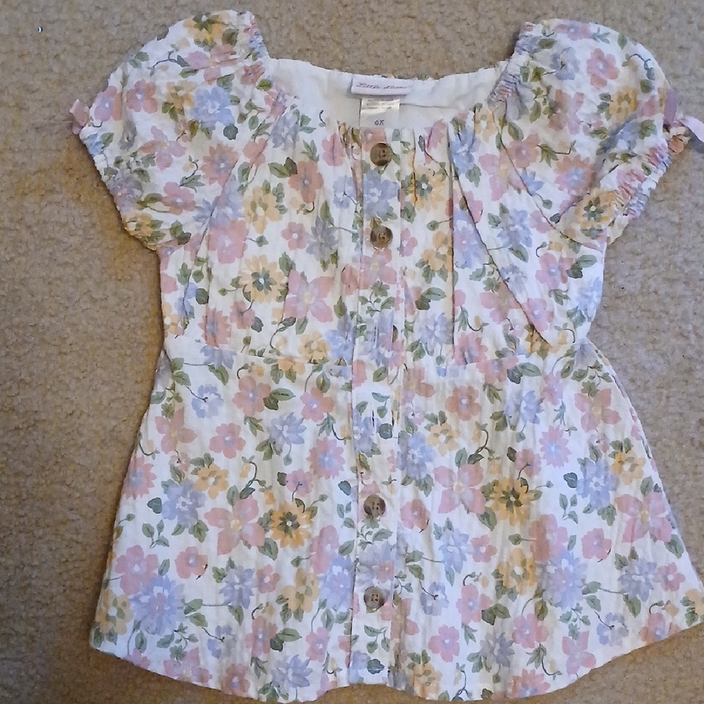 Little Lass Floral Blouse - Pink, Purple, Green